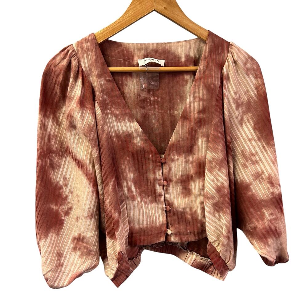 Storia Women’s Crop Tie Dye Top – Size Small –‎ Linen Blend